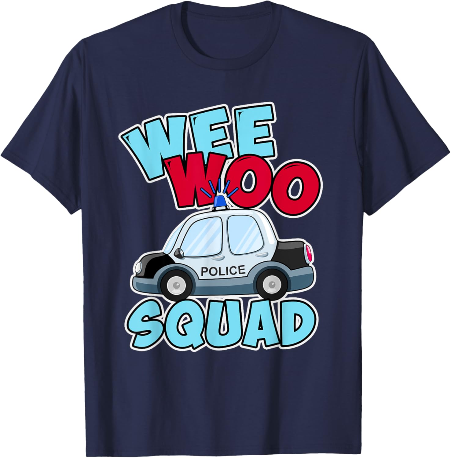 Wee Woo Squad Police Car T-Shirt for Kids - Fun Policeman Design - 19