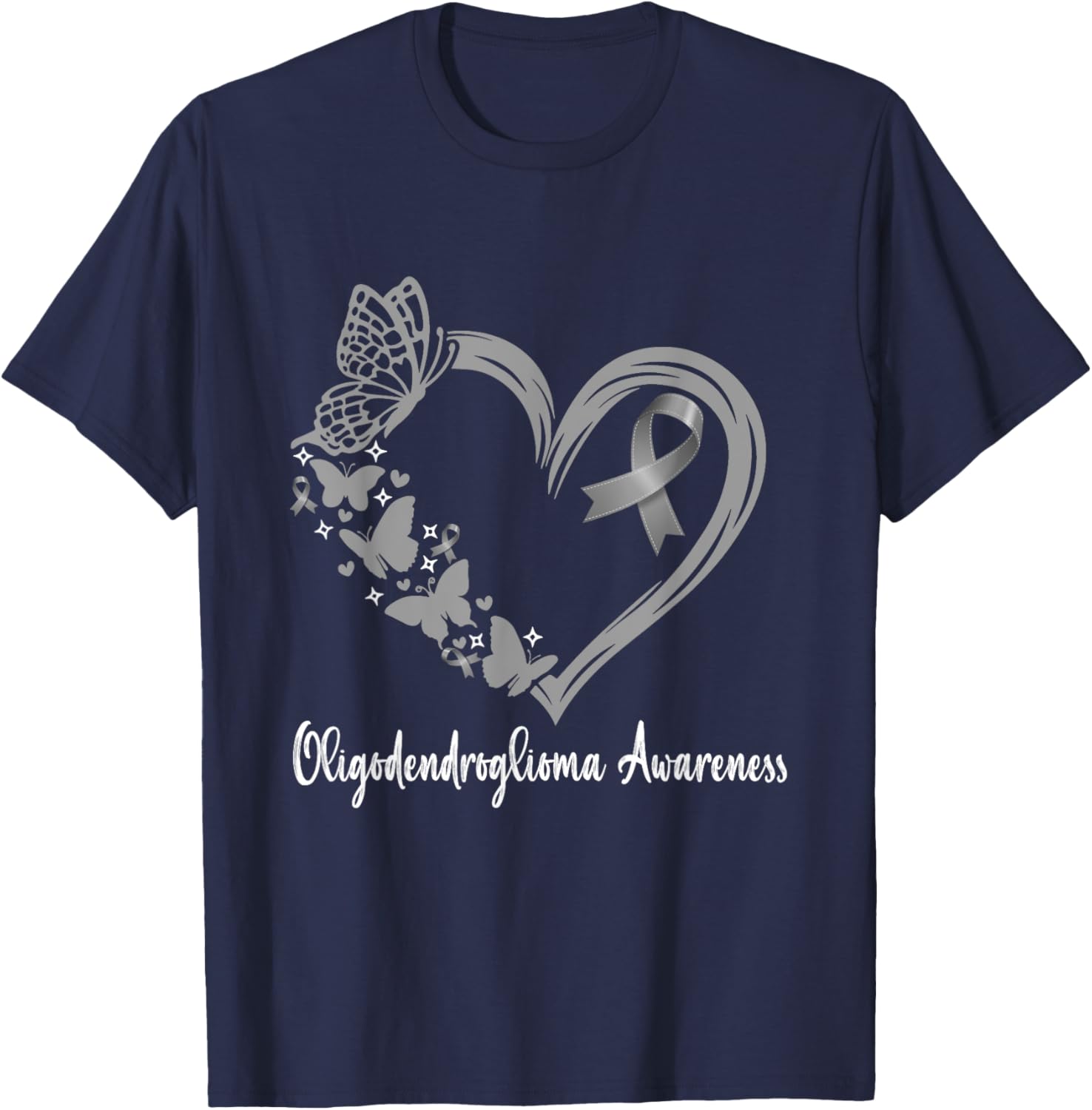 Oligodendroglioma Awareness Warrior Heart T-Shirt for Support & Unity - 12
