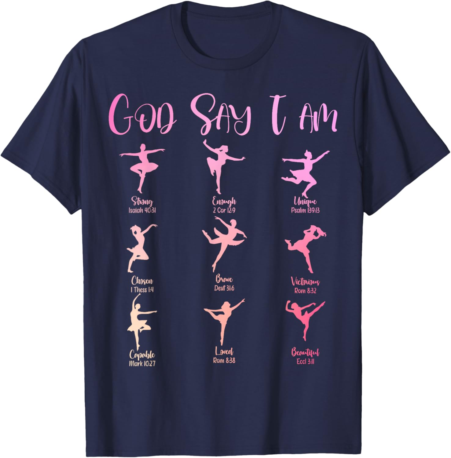 Christian God Says I Am Cute Pink Ballet Dancer T-Shirt for Girls - 11