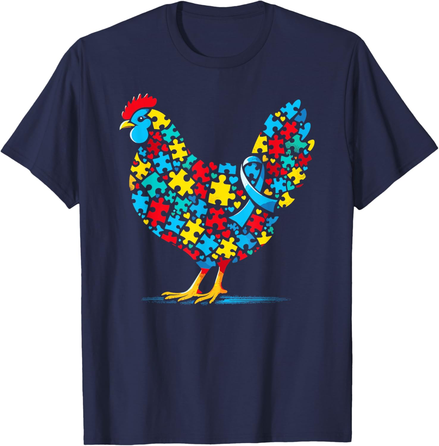 Autism Awareness Chicken Puzzle T-Shirt for Men, Women, Kids - 10