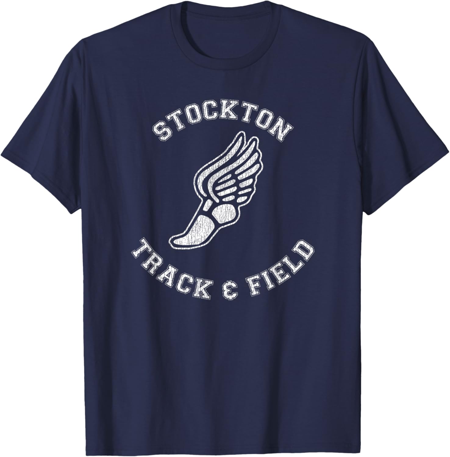 Stockton Track & Field Retro 80s Distressed T-Shirt for Casual Style - 26