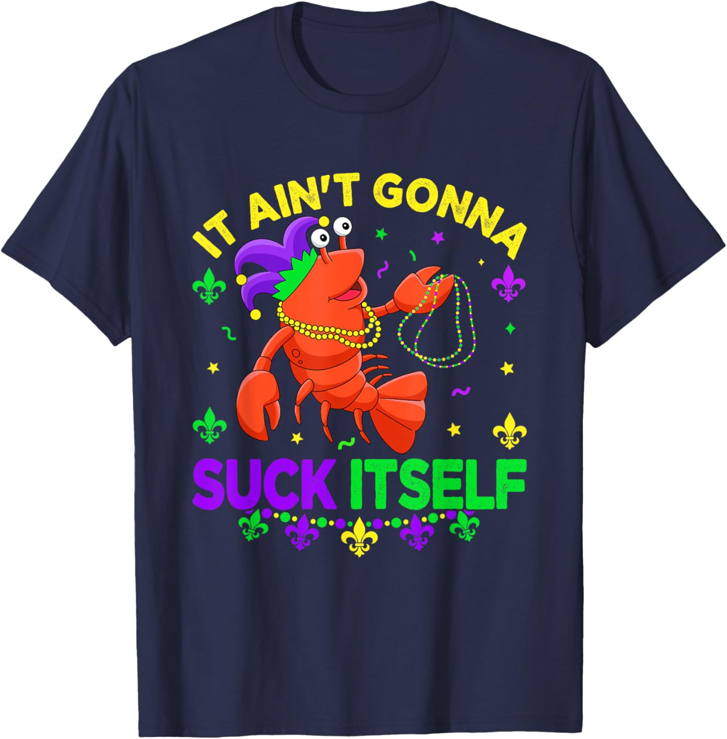 Fun Crawfish Jester Beads Mardi Gras T-Shirt for Festive Celebrations - 16