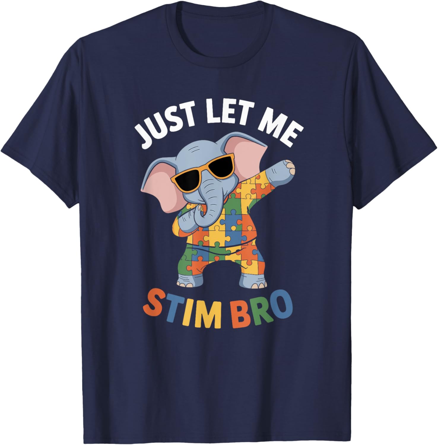 Funny Elephant Autism Awareness Just Let Me Stim Bro T-Shirt for Boys - 2