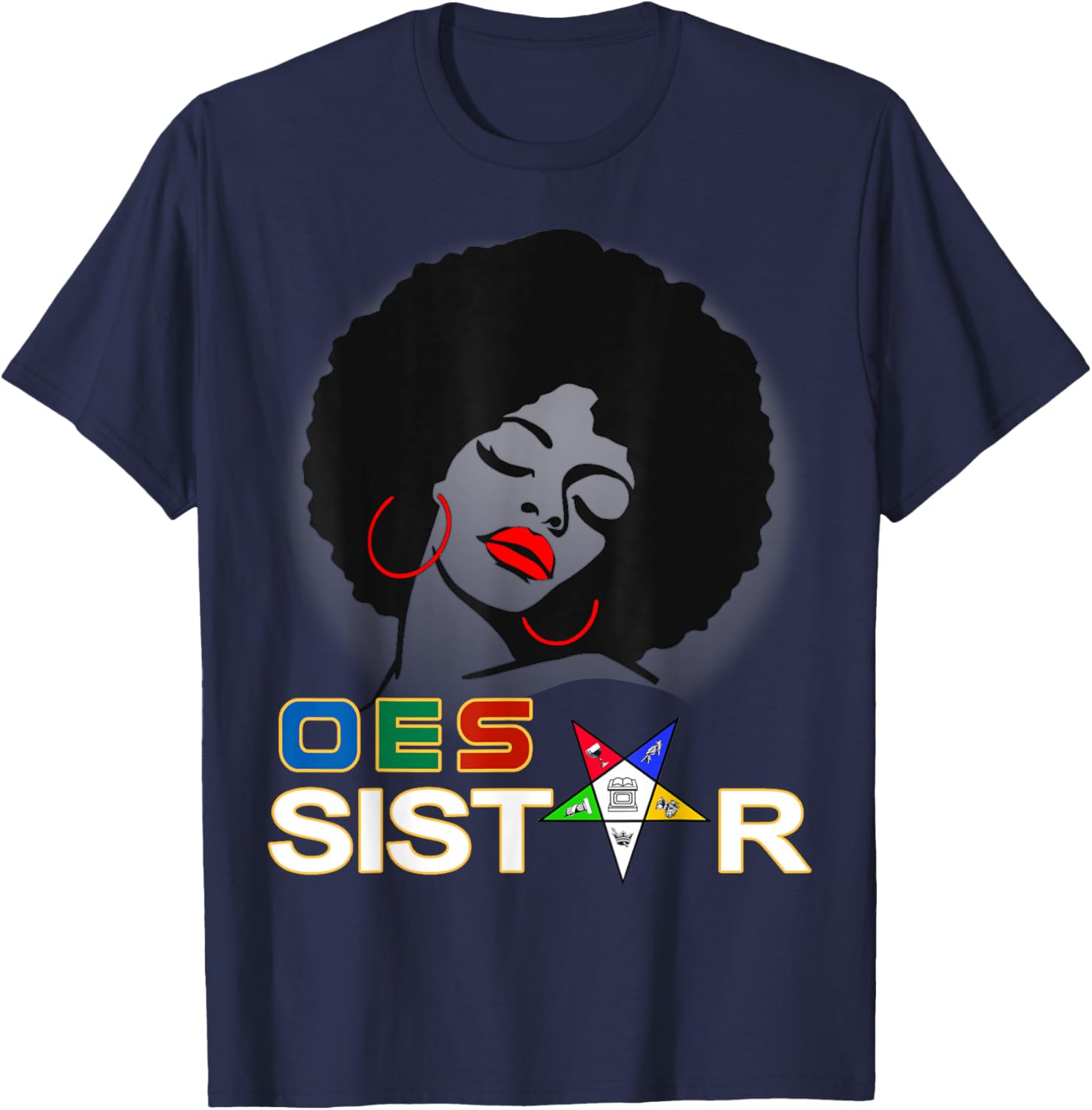 Beautiful Red Afro Earrings and Sistar Eastern Star T-Shirt for Girls - 10