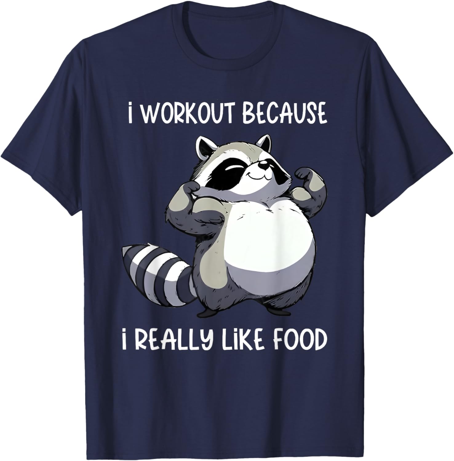 Funny Raccoon Biceps Pose T-Shirt for Food Lovers and Fitness Fans - 4