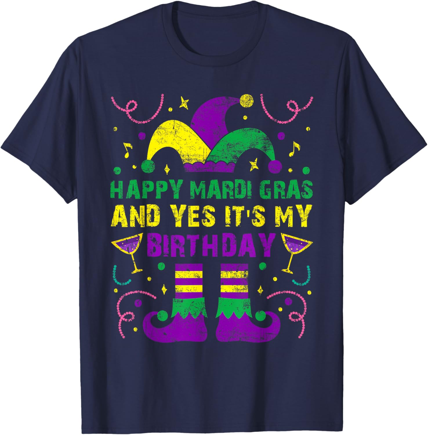 Happy Mardi Gras Birthday T-Shirt for Men Women Kids Party Fun - 5