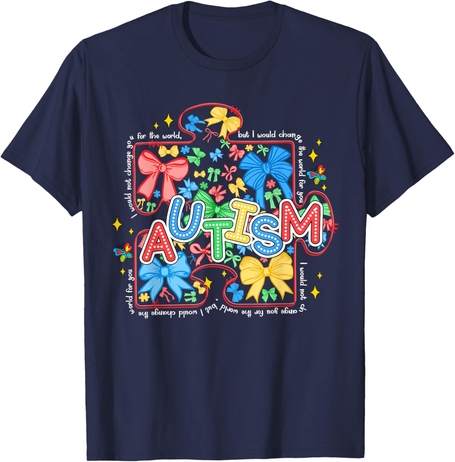 Autism Awareness Puzzle Bow Women's T-Shirt Cute and Stylish Design - 14
