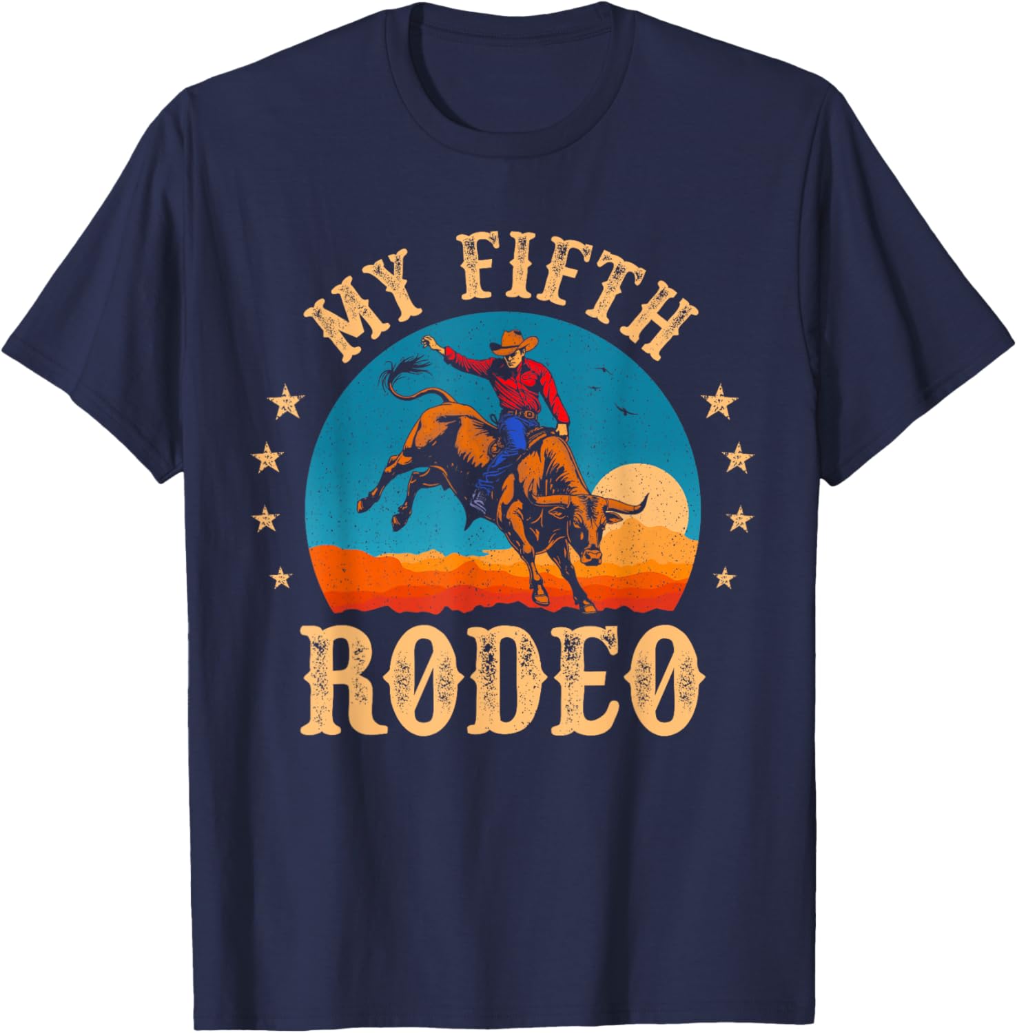My Fifth Rodeo Cowboy Bull Riding T-Shirt for 5th Birthday Fun - 7