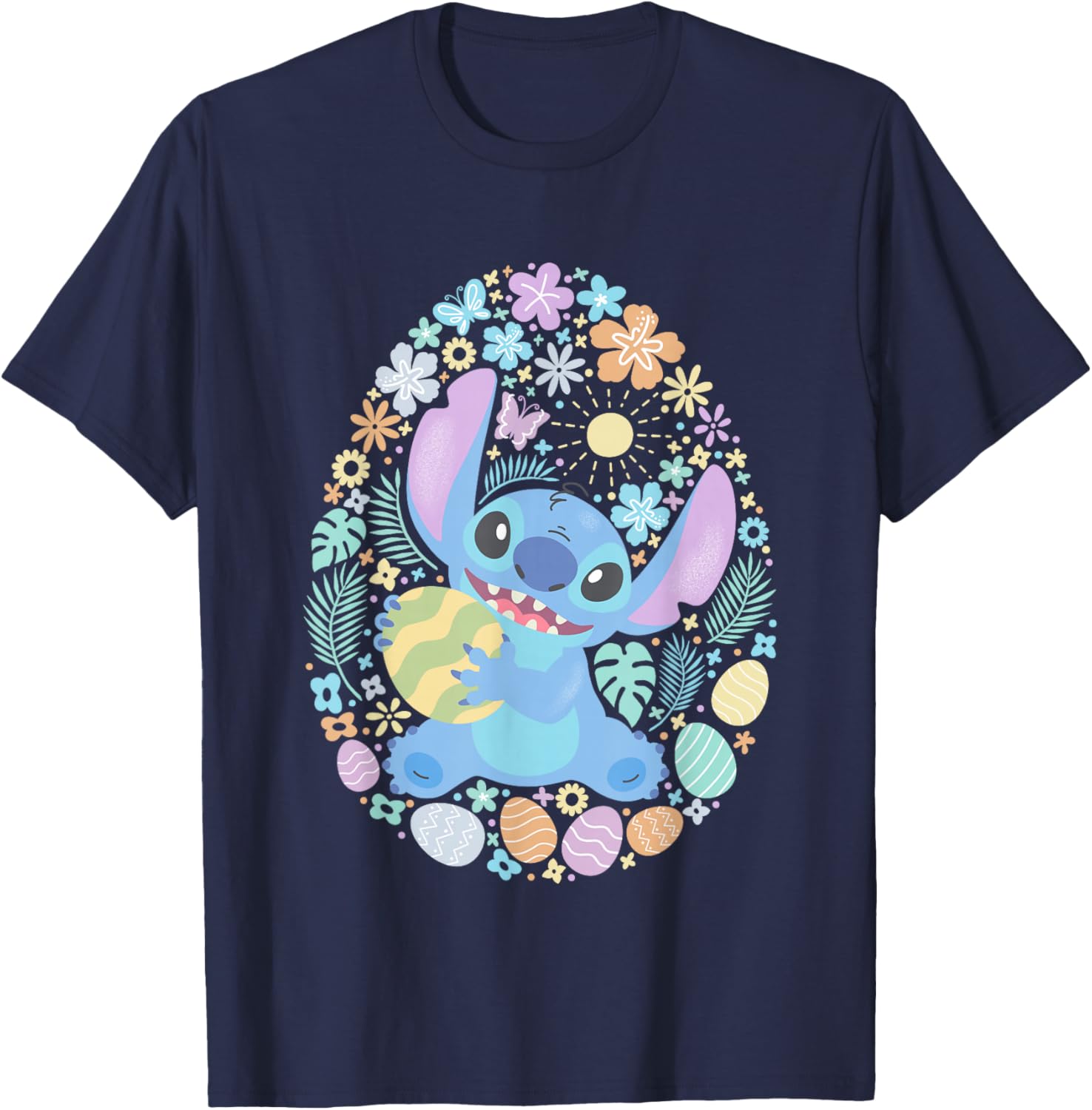Disney Lilo & Stitch Easter Eggs Floral Portrait T-Shirt for Fans - 3