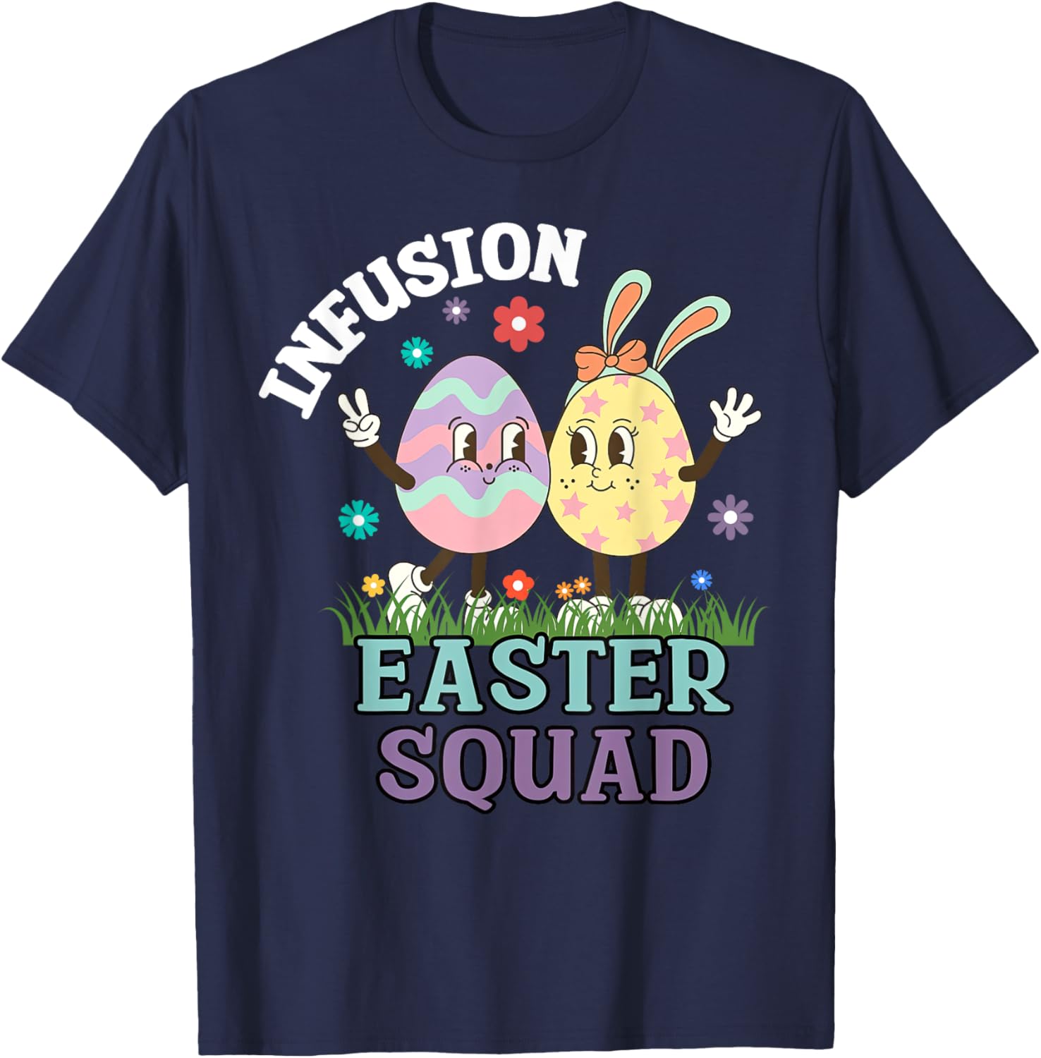 Infusion Nurse Easter Squad Bunny Eggs T-Shirt for Oncology Nurses - 4