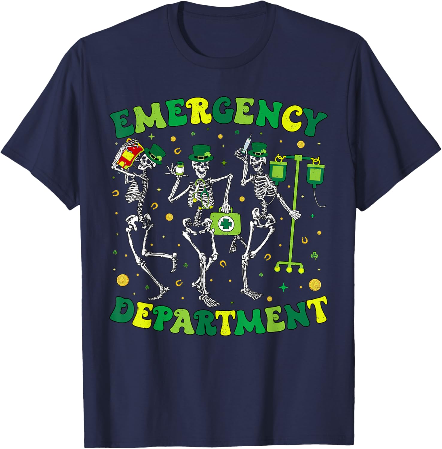 St Patricks Day Skeleton T-Shirt for Emergency Department Fun - 6
