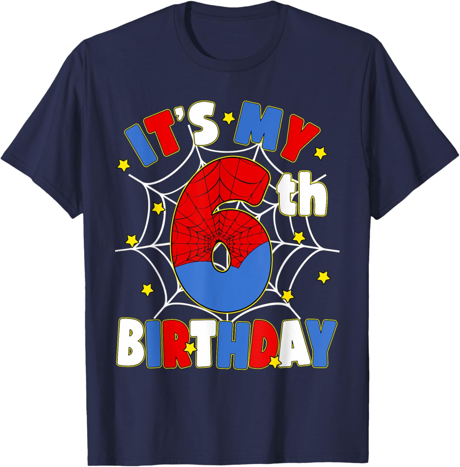 Kids Boys Spider Theme 6th Birthday Party T-Shirt for Fun Celebrations - 22