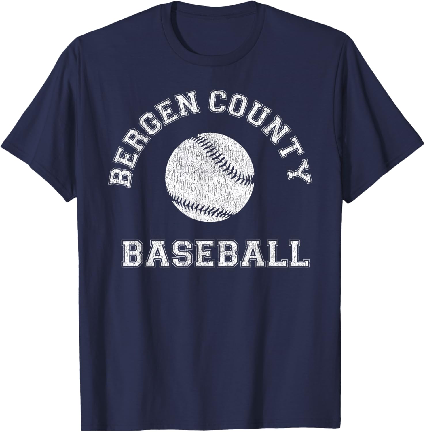 Bergen County Baseball Distressed Retro Classic T-Shirt for Fans - 1