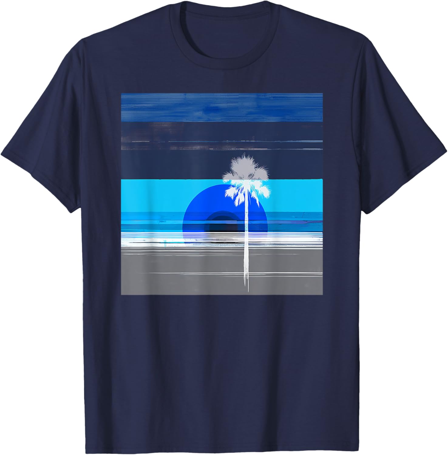 Stylish Palm Tree Tropical Landscape Abstract Art T-Shirt for Trendy Wear - 14