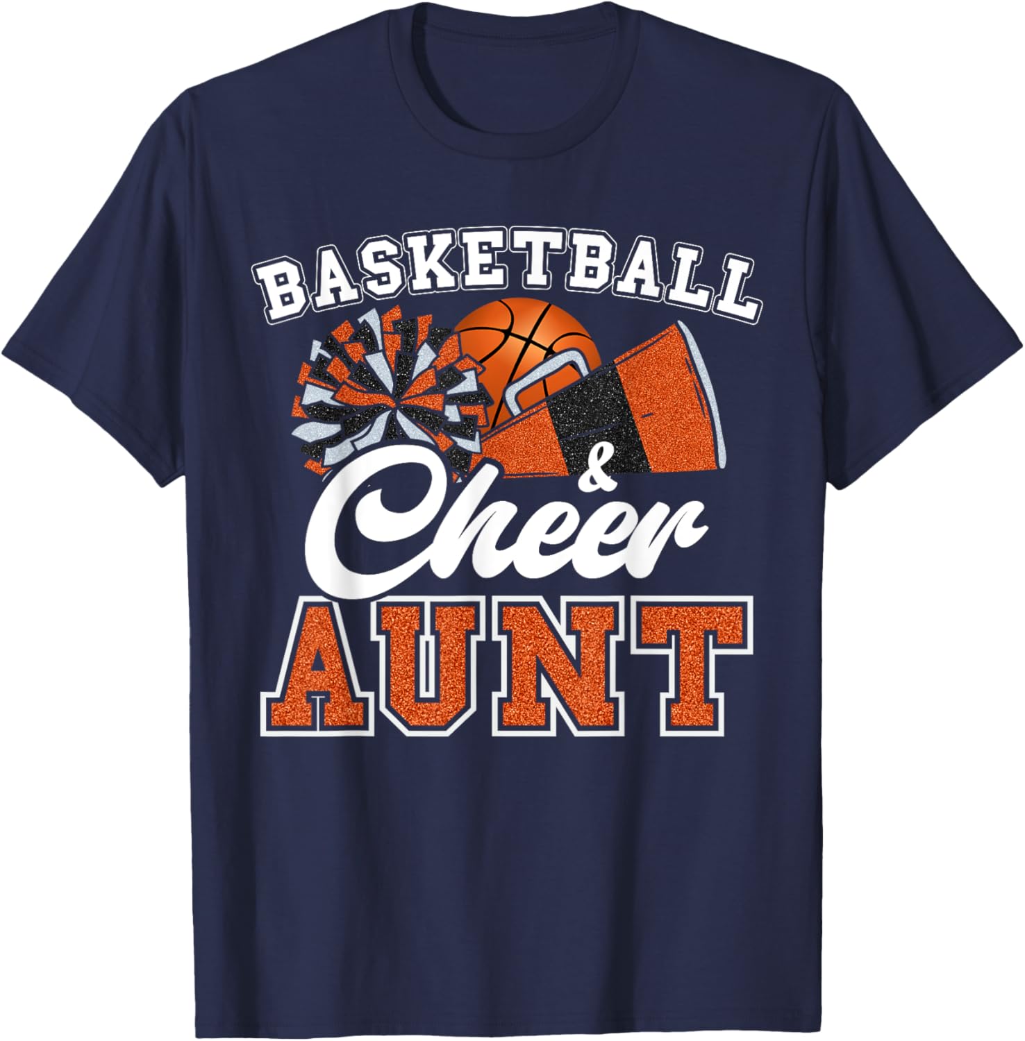 Proud Basketball Cheer Aunt T-Shirt for Cheerleader Niece in Orange - 12