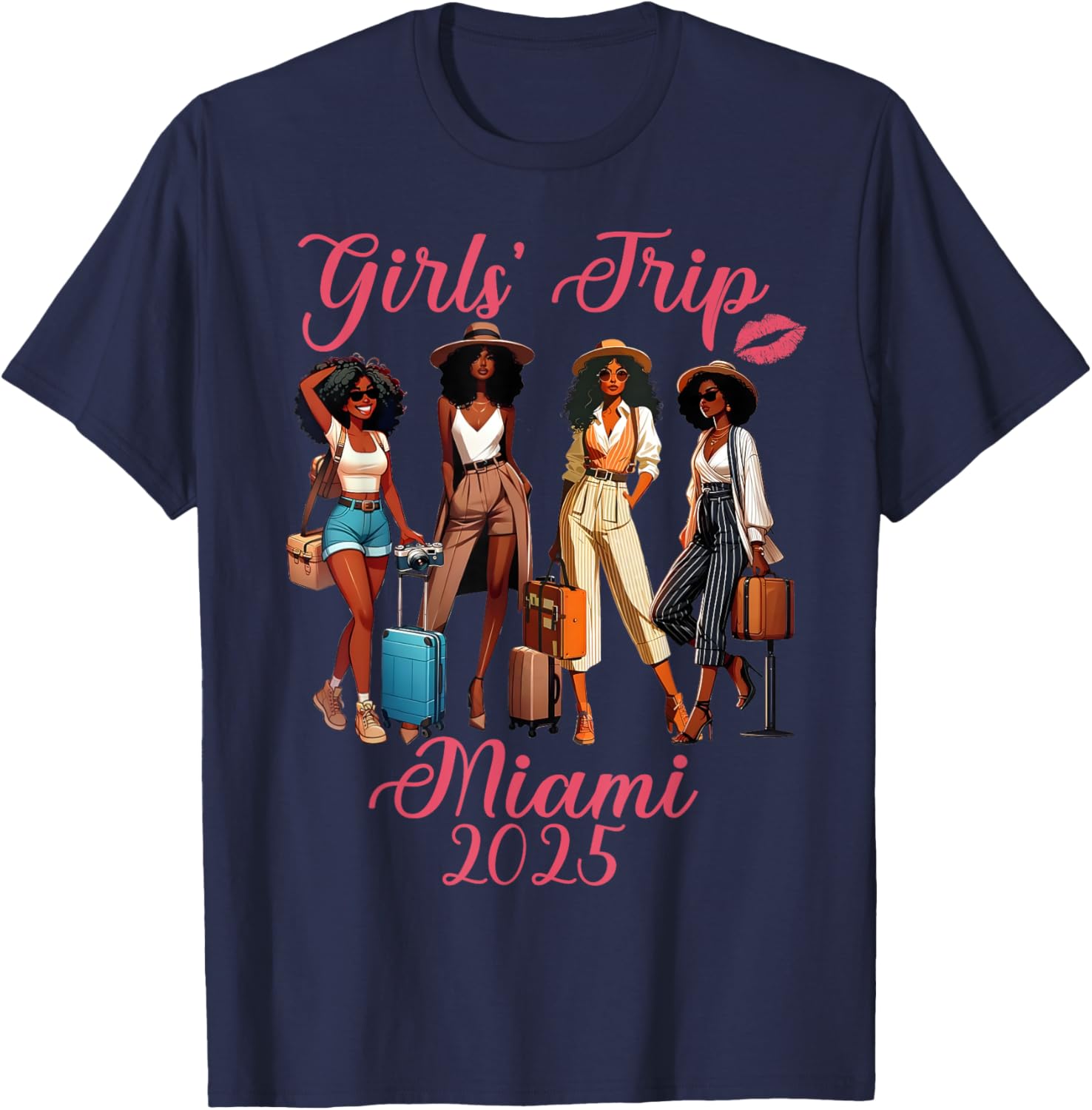Miami Girls Trip 2025 Birthday Squad T-Shirt for Black Girls Fun Vacation - 6