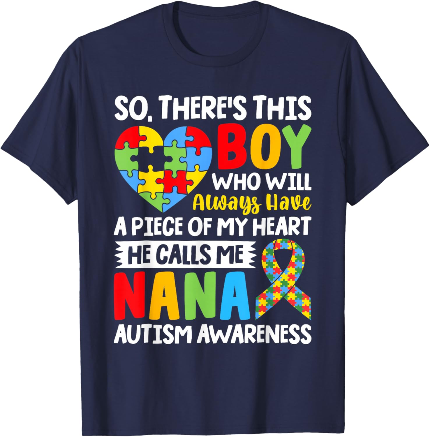 Proud Autism Grandma T-Shirt Heart Design for Nana Autism Awareness - 7