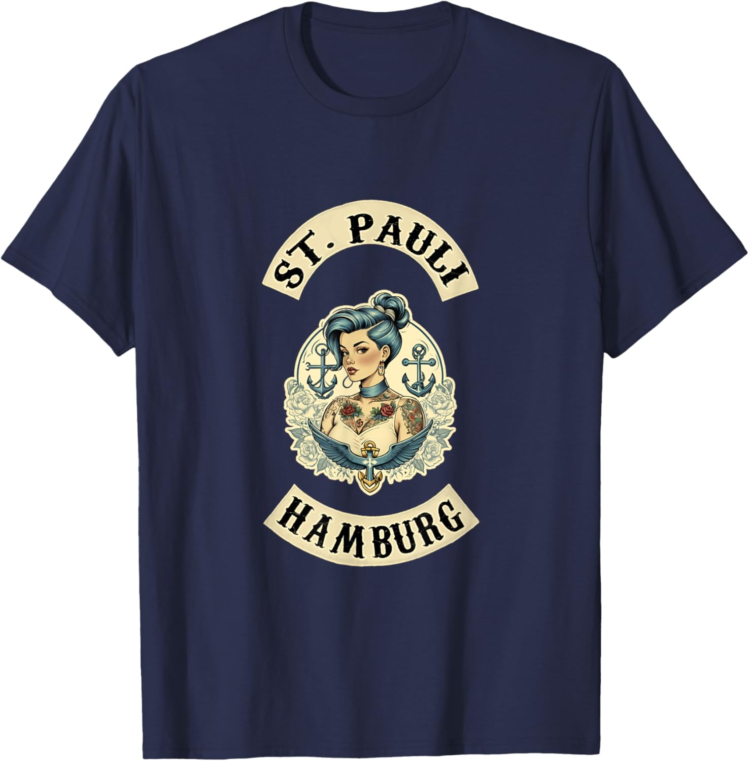 Hamburg St. Pauli Reeperbahn Sailor Tattoo Girl T-Shirt for Fans - 24