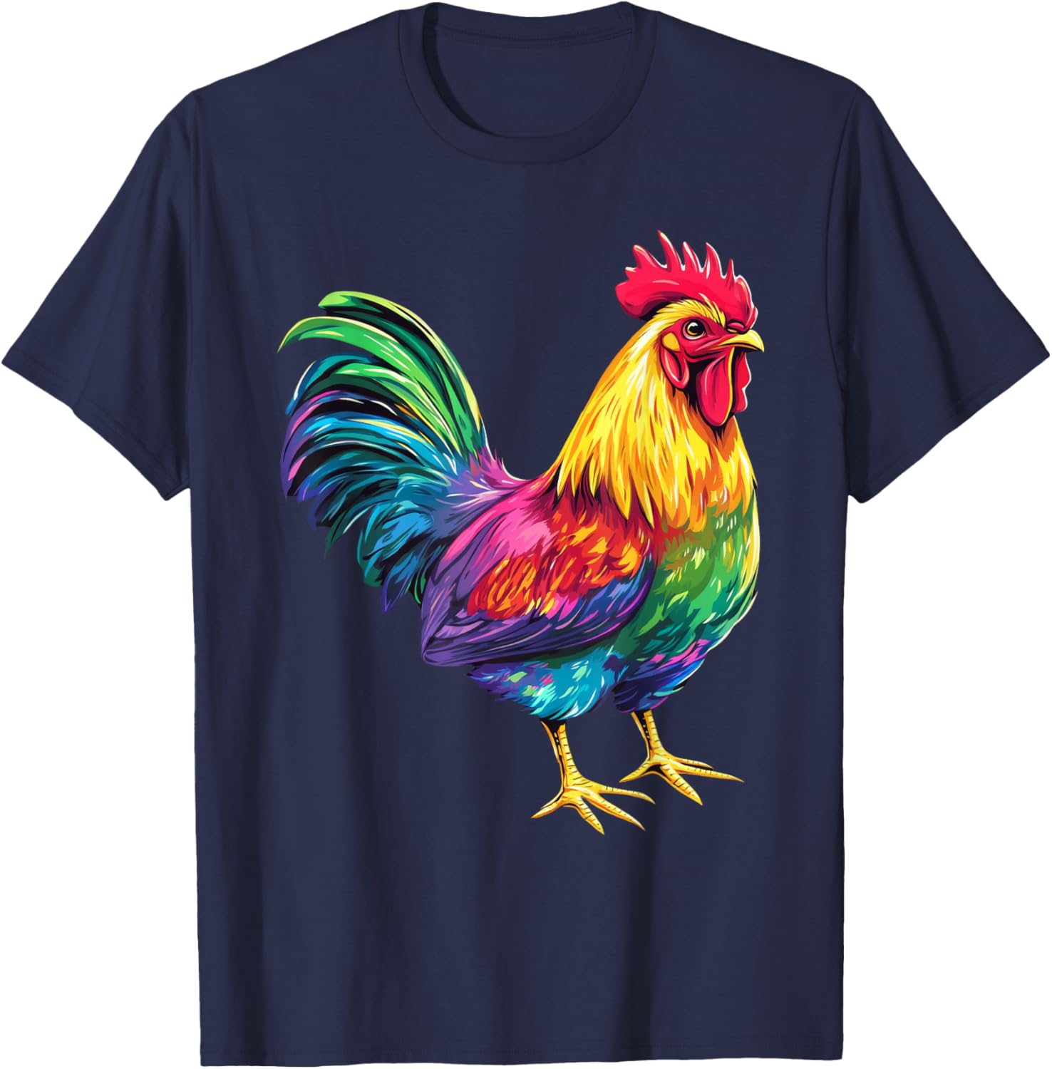 Rainbow Color Chicken Art T-Shirt for Fun and Stylish Outfits - 6