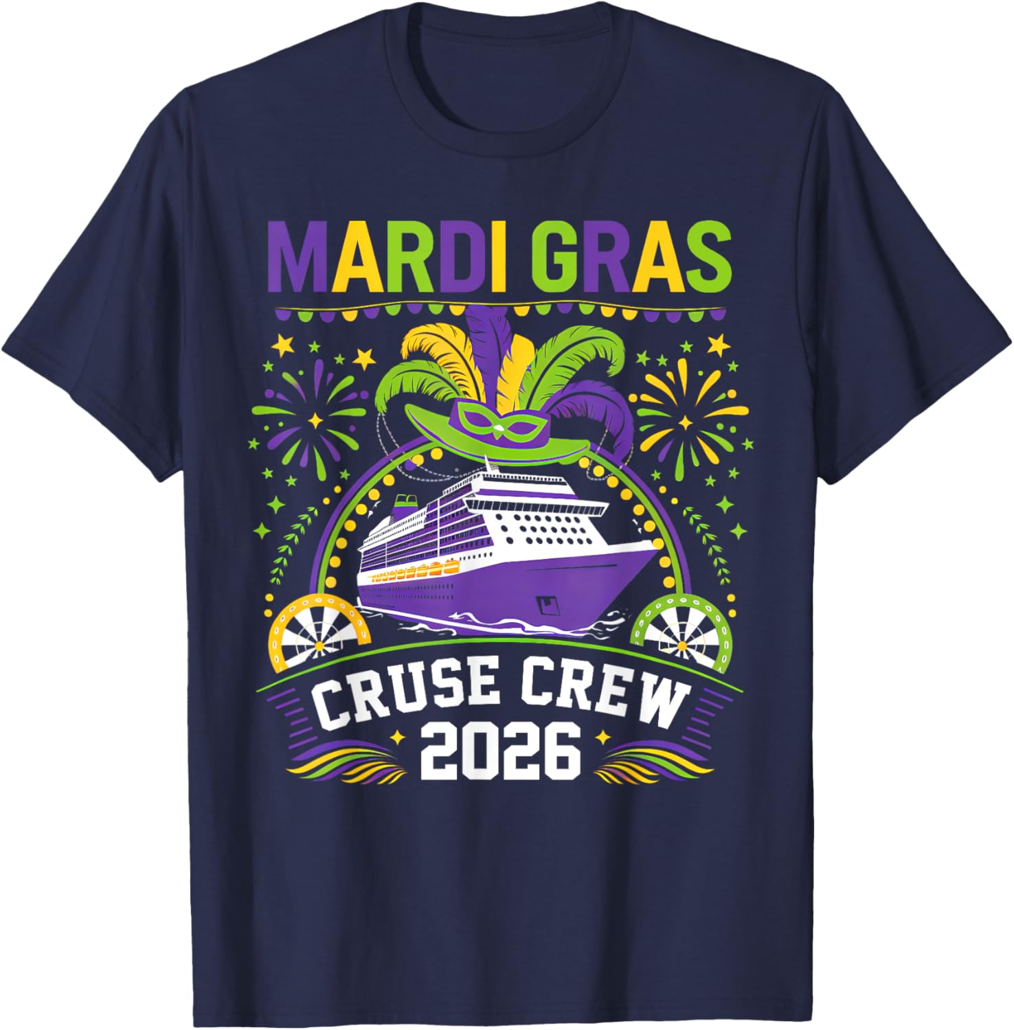 Funny Mardi Gras Cruise Family Matching T-Shirt for 2026 Trip - 1