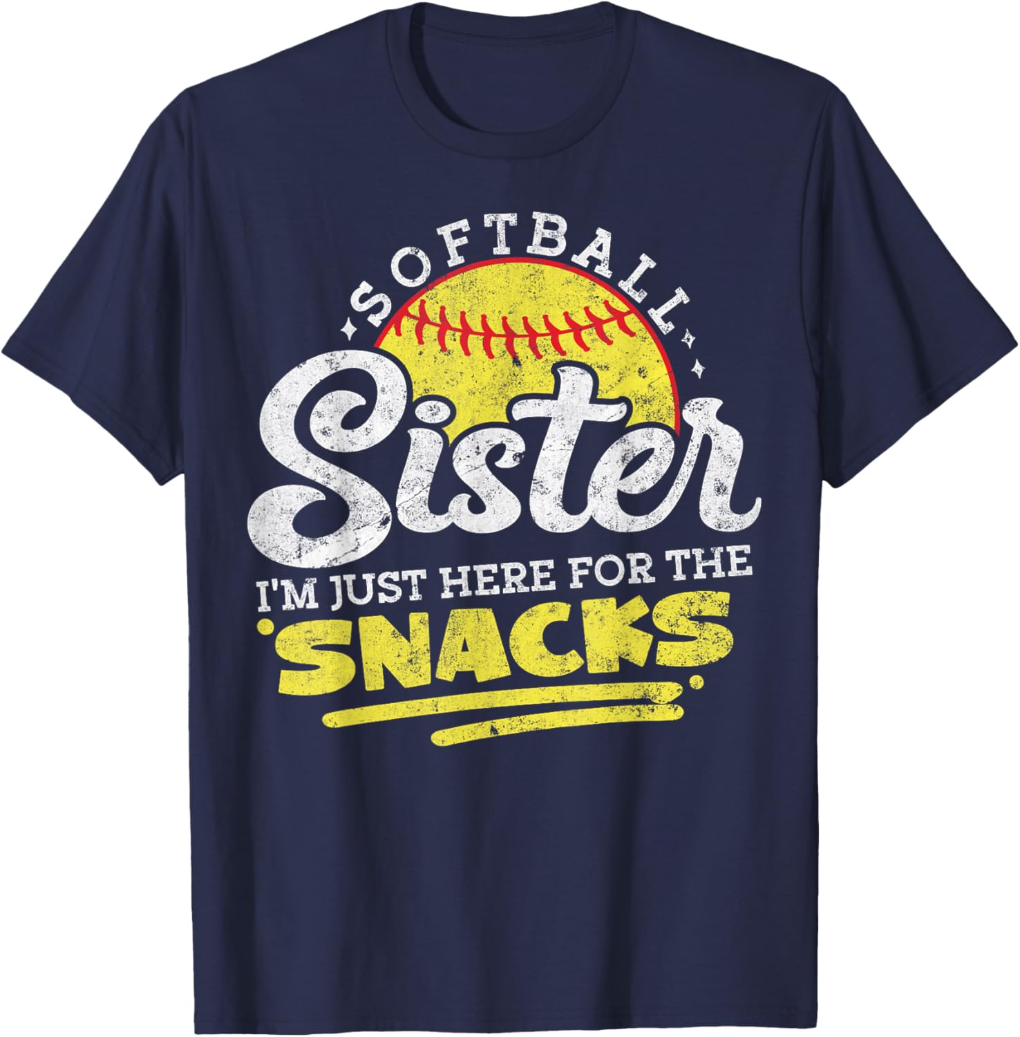Softball Sister Funny Snack Lover Retro T-Shirt for Game Days - 3