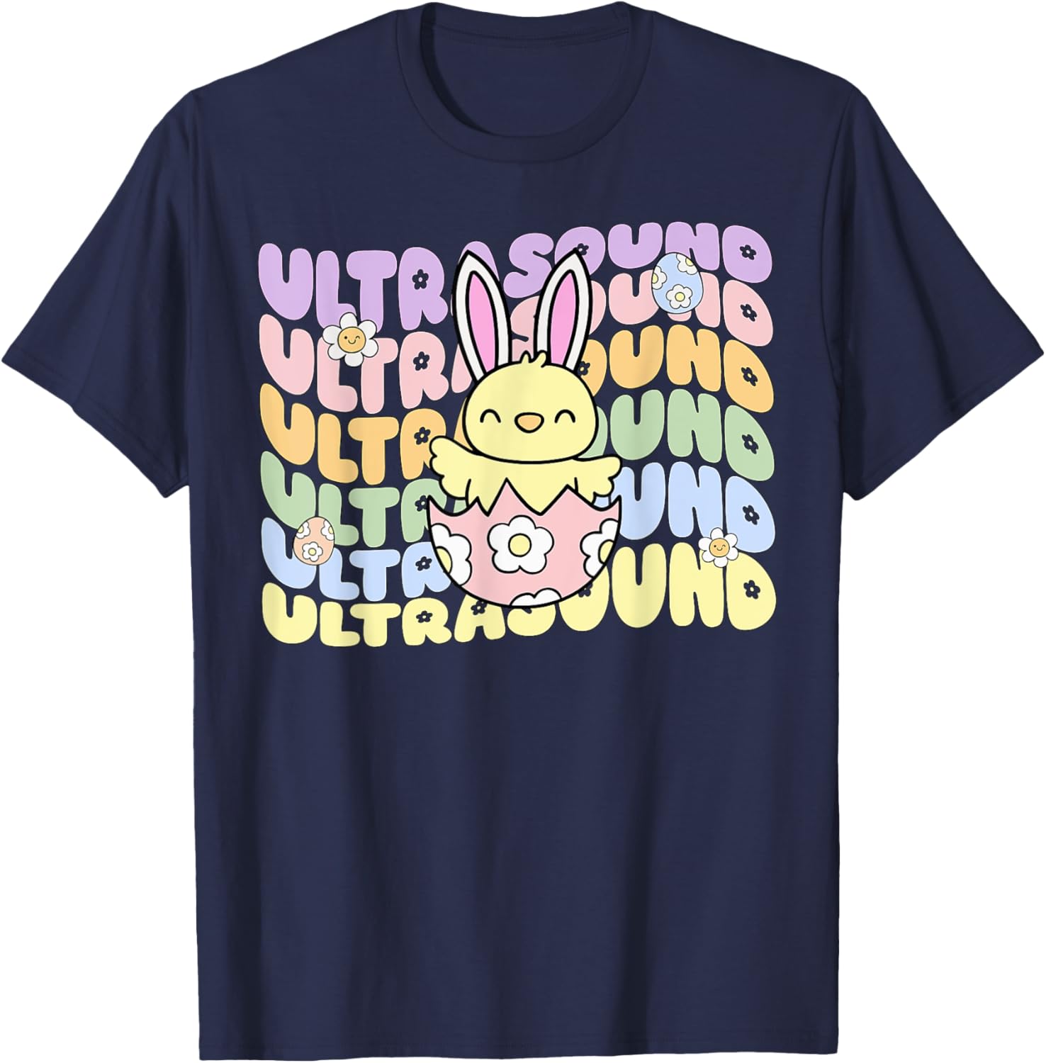 Groovy Easter Sonographer Bunny Chick Eggs T-Shirt for Ultrasound Lovers - 3