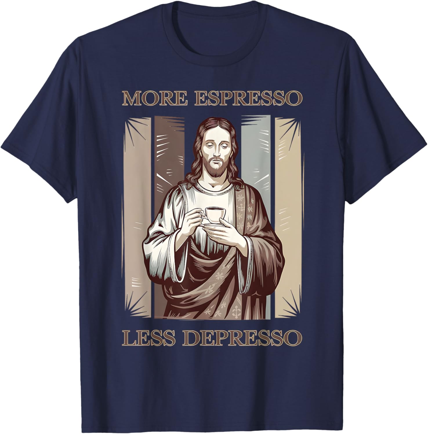 Jesus More Espresso Less Depresso Retro Coffee Lover T-Shirt - 18