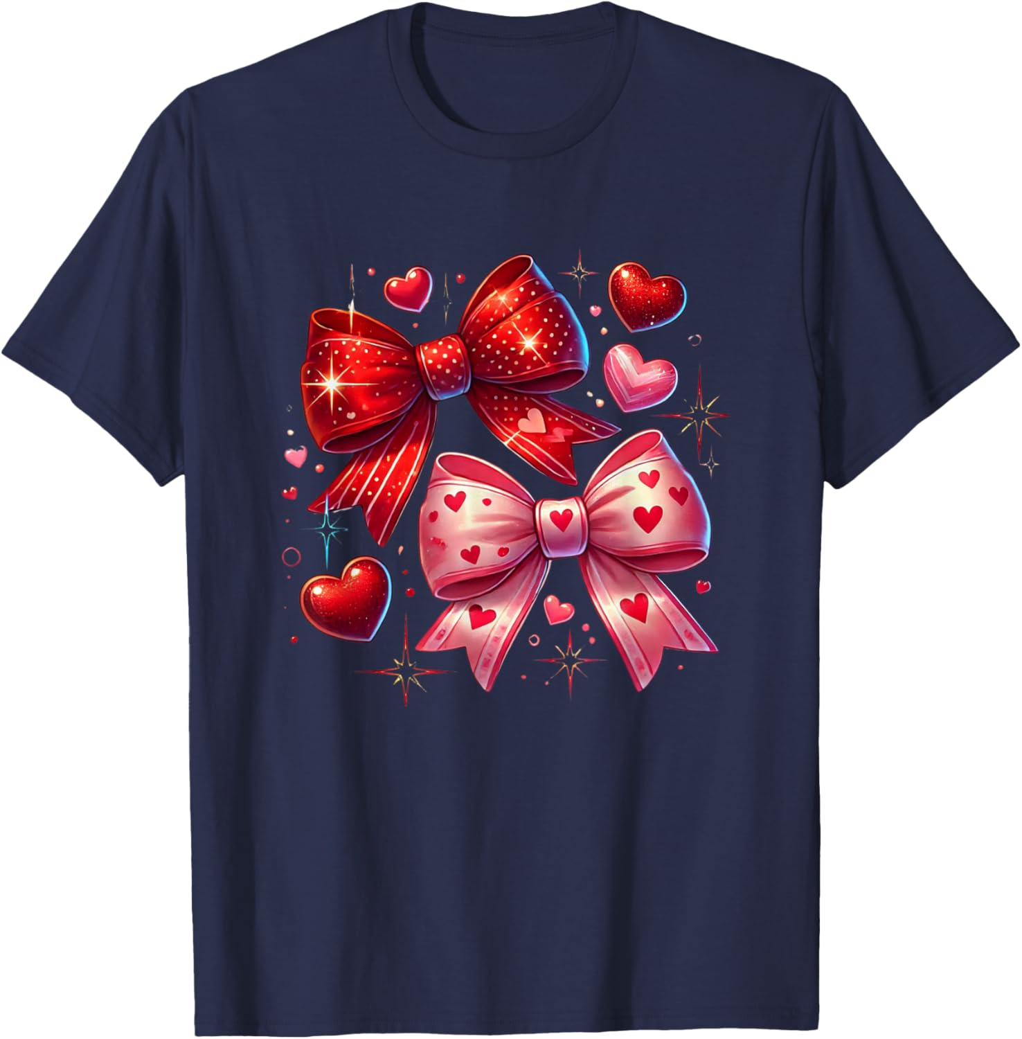Heart Bows and Stars Romantic Love T-Shirt for Couples and Gifting - 19