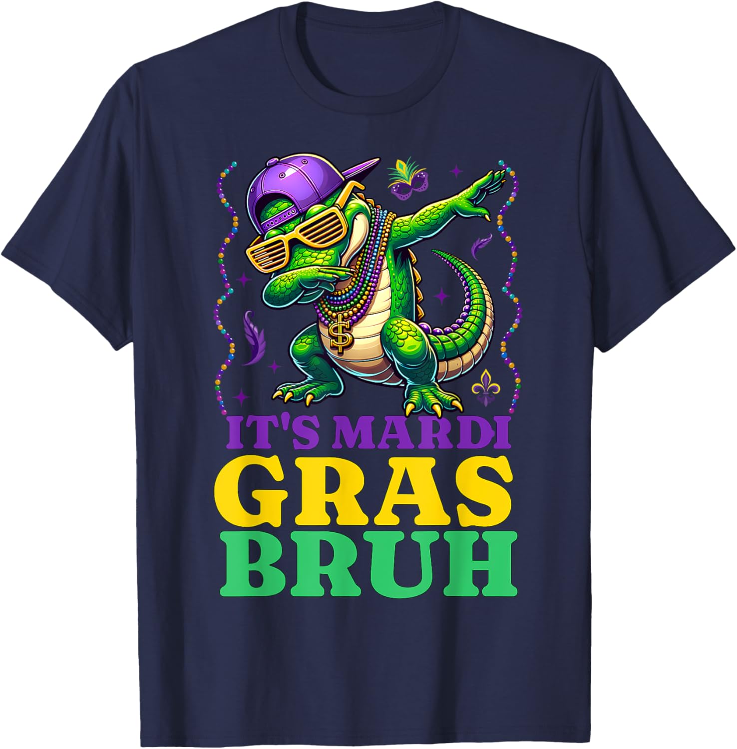 Mardi Gras Dabbing Alligator T-Shirt for Fun Costume Parades - 9