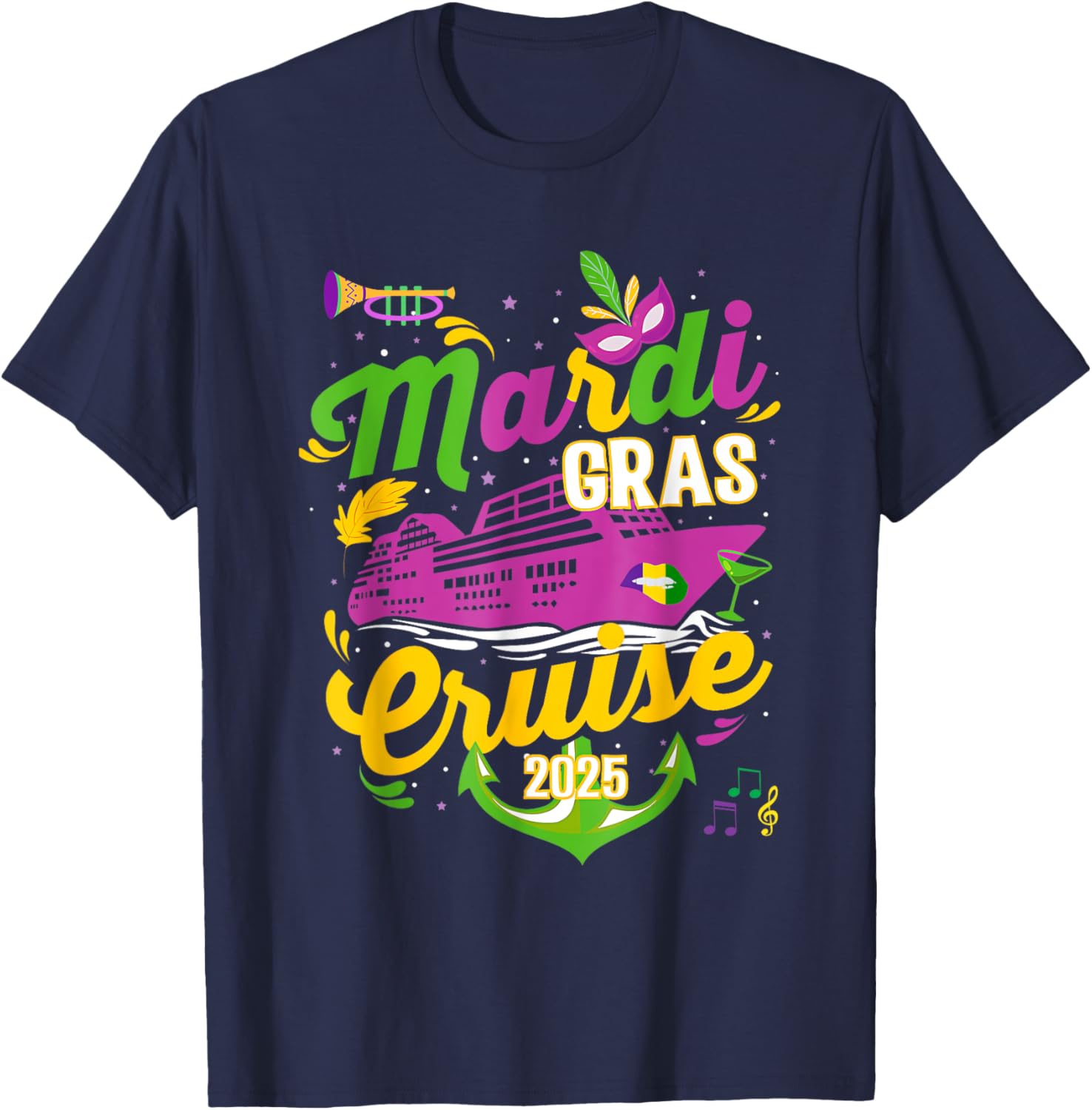 Mardi Gras Cruise Squad 2025 Family Matching T-Shirts for Fun Adventures - 24