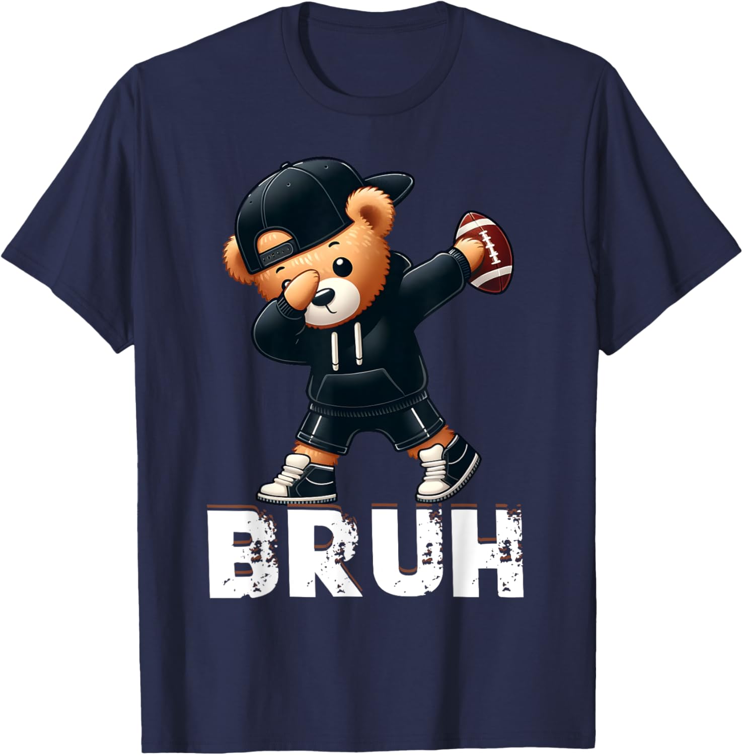 Funny Bruh Hip Hop Teddy Bear Dabbing Football T-Shirt for Boys - 9