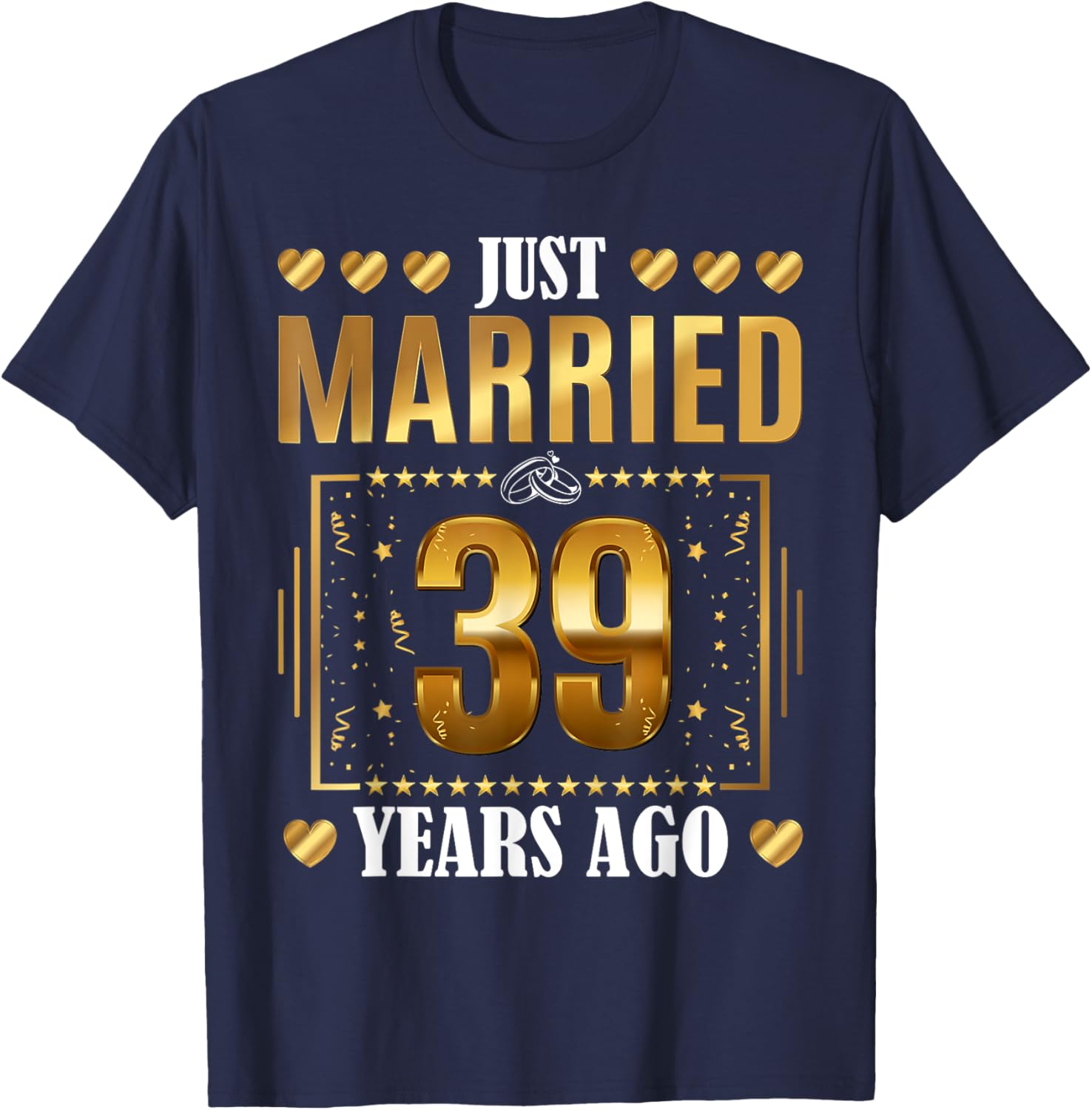 Just Married 39 Years Ago Couples T-Shirt for 39th Anniversary Celebration - 3