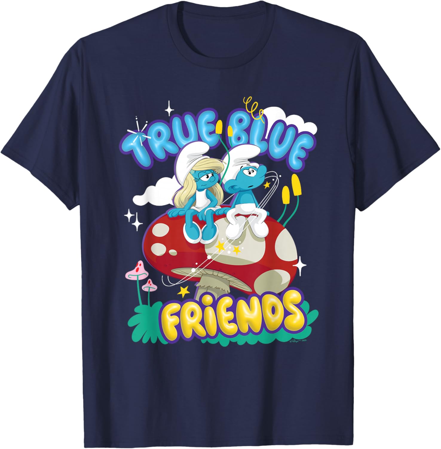 Smurfs Movie True Blue Friends T-Shirt Featuring Smurfette and No Name - 1