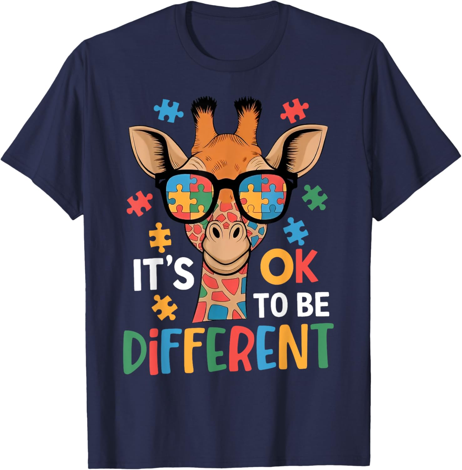 It's Okay to Be Different Giraffe Autism Awareness T-Shirt for Kids - 18