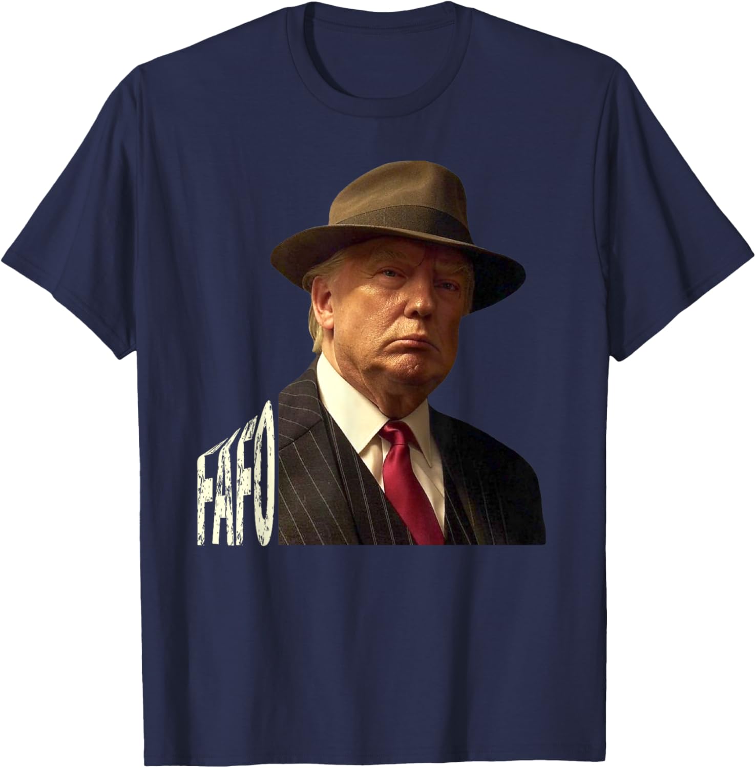 Humorous Trump Fafo Design Unisex Black Crew Neck T-Shirt for Adults - 12