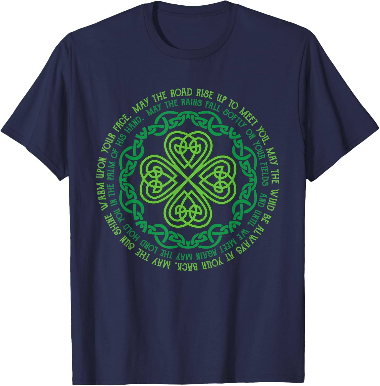 Irish Blessing T-Shirt with Celtic Knot and 4-Leaf Clover Design - 15