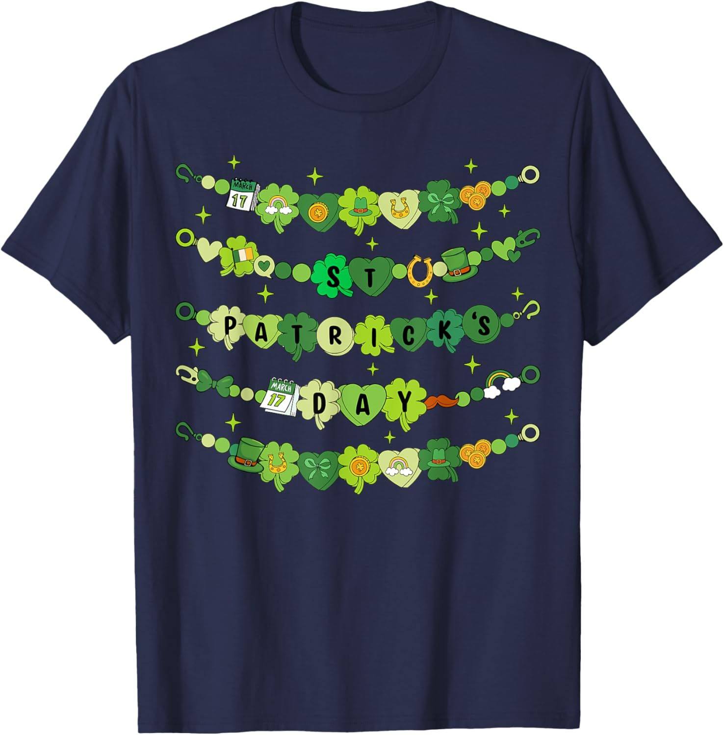 Happy St Patricks Day Friendship Bracelet T-Shirt for Girls - 11