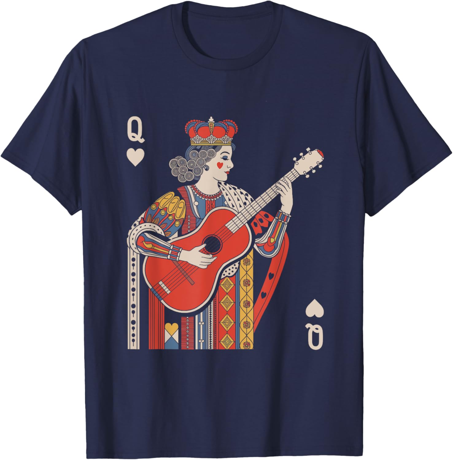Queen of Playing Guitar Vintage Card T-Shirt for Music Lovers - 6