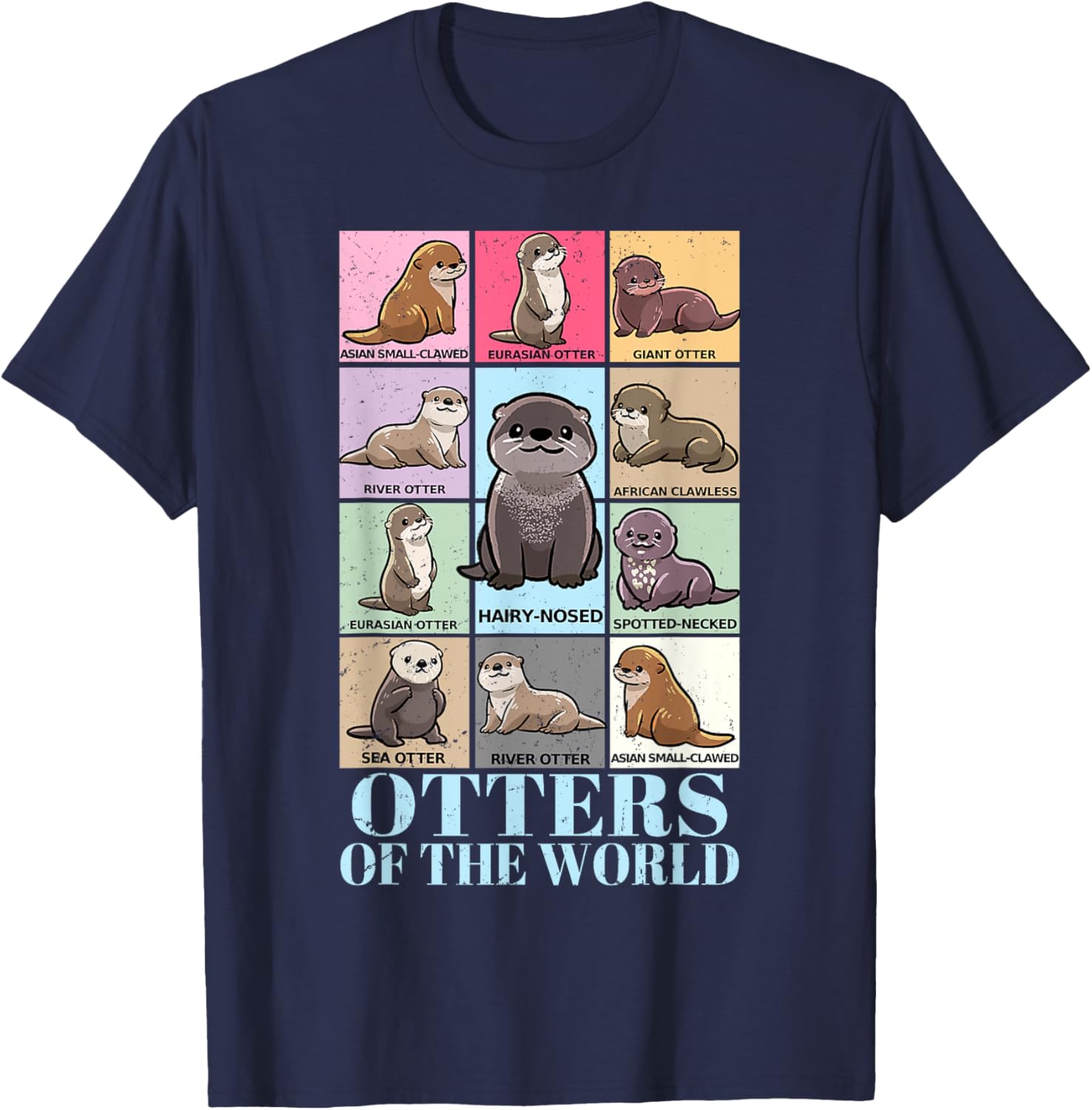 Otters of the World Vintage Sea Otter T-Shirt for Kids and Adults - 24