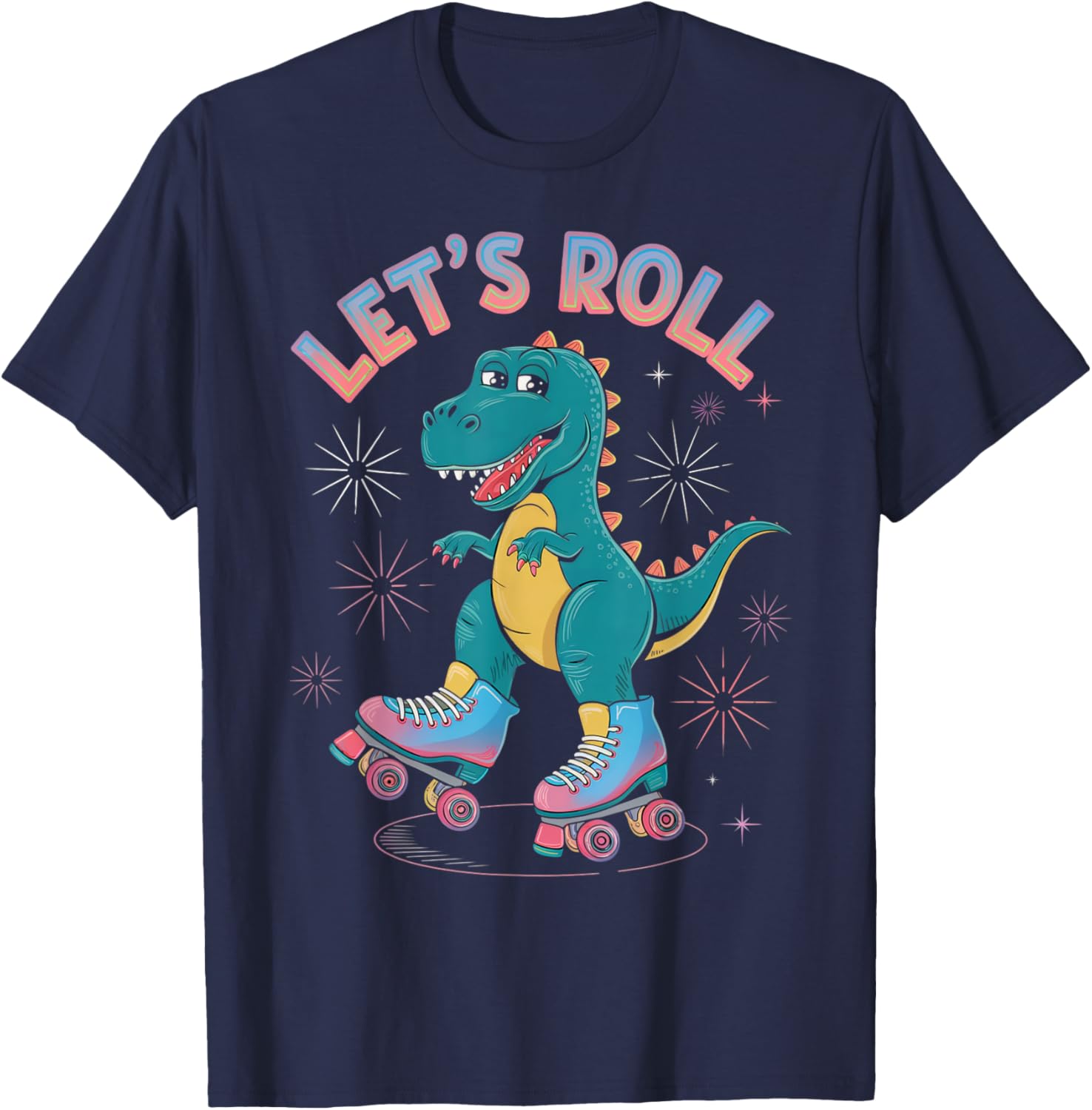 Dinosaur Roller Skates Women's T-Shirt Perfect for Roller Skating Parties - 11