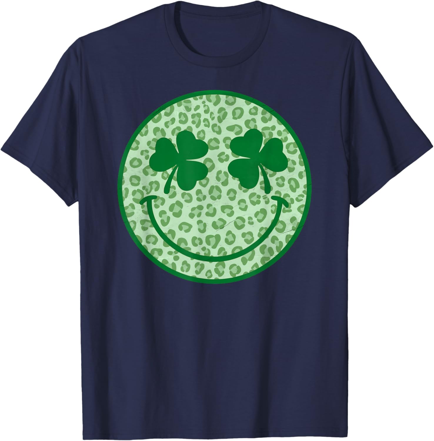 Smile Happy St Patricks Day Retro Shamrock Leopard T-Shirt for Fun Style - 10