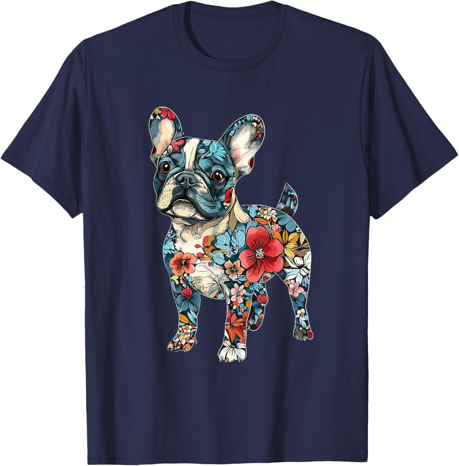 Cute French Bulldog Flower T-Shirt for Men, Women, Girls, and Kids - 6