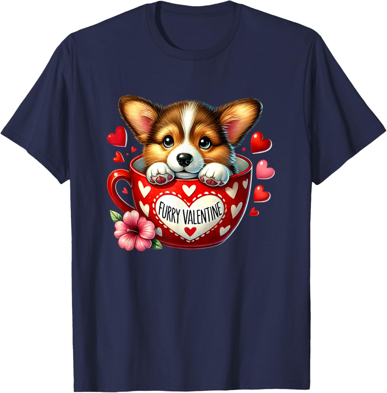 Furry Valentine Corgi Puppy Love T-Shirt for Dog Lovers and Friends - 17