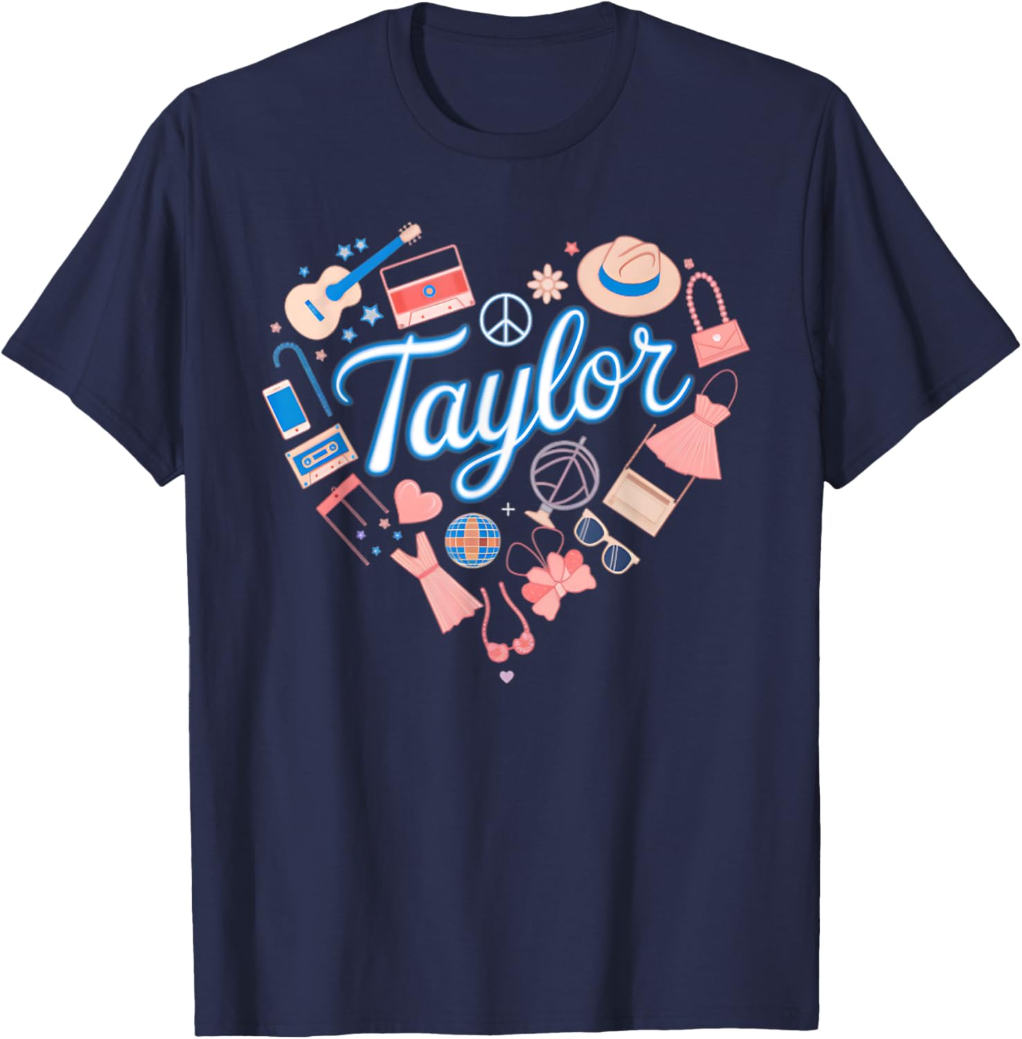 Personalized Girl Retro Heart T-Shirt with Taylor Name for Stylish Kids - 9