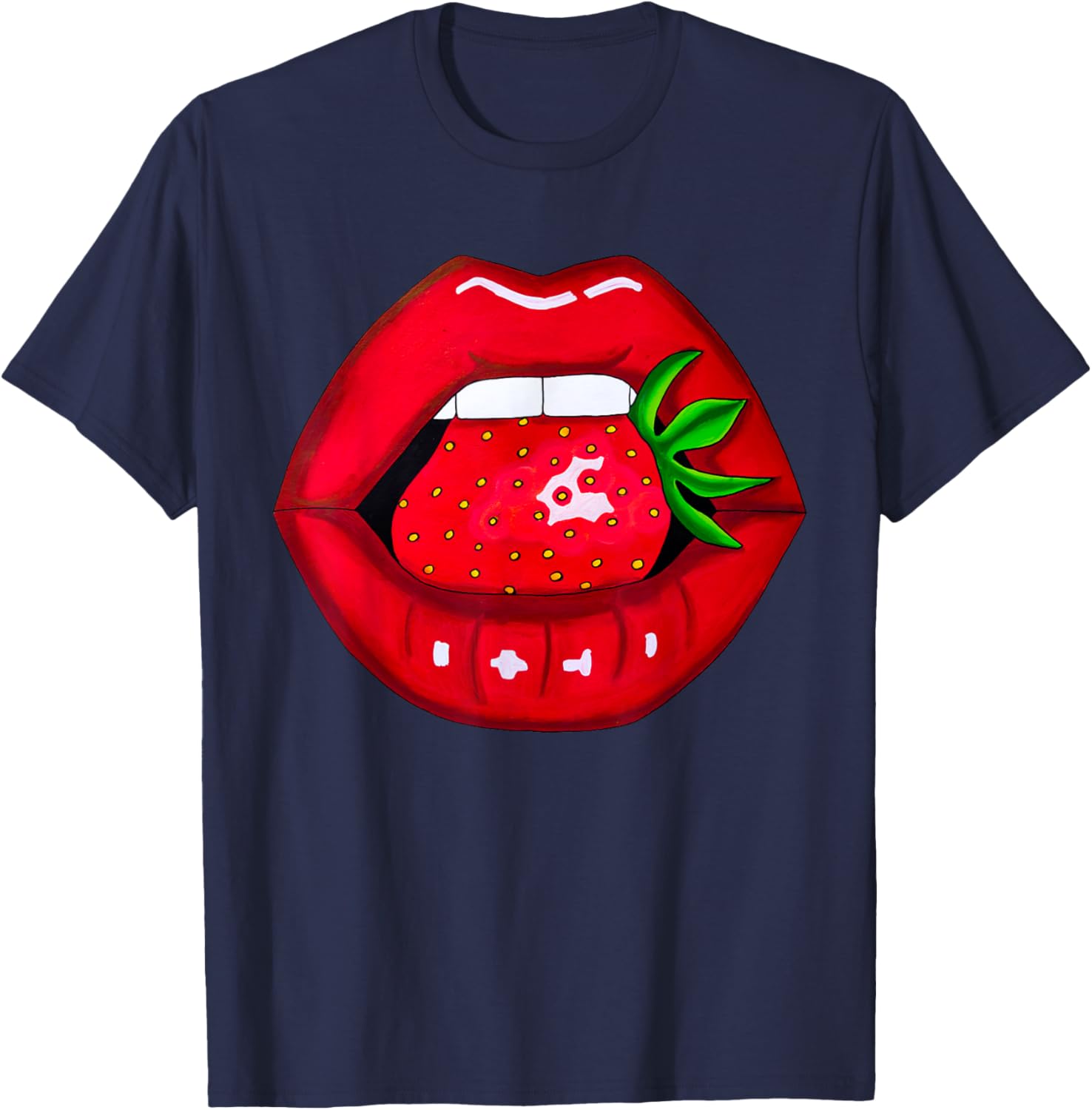 Sexy Strawberry Lips Red Lipstick Women's T-Shirt for Fun Fashion - 10
