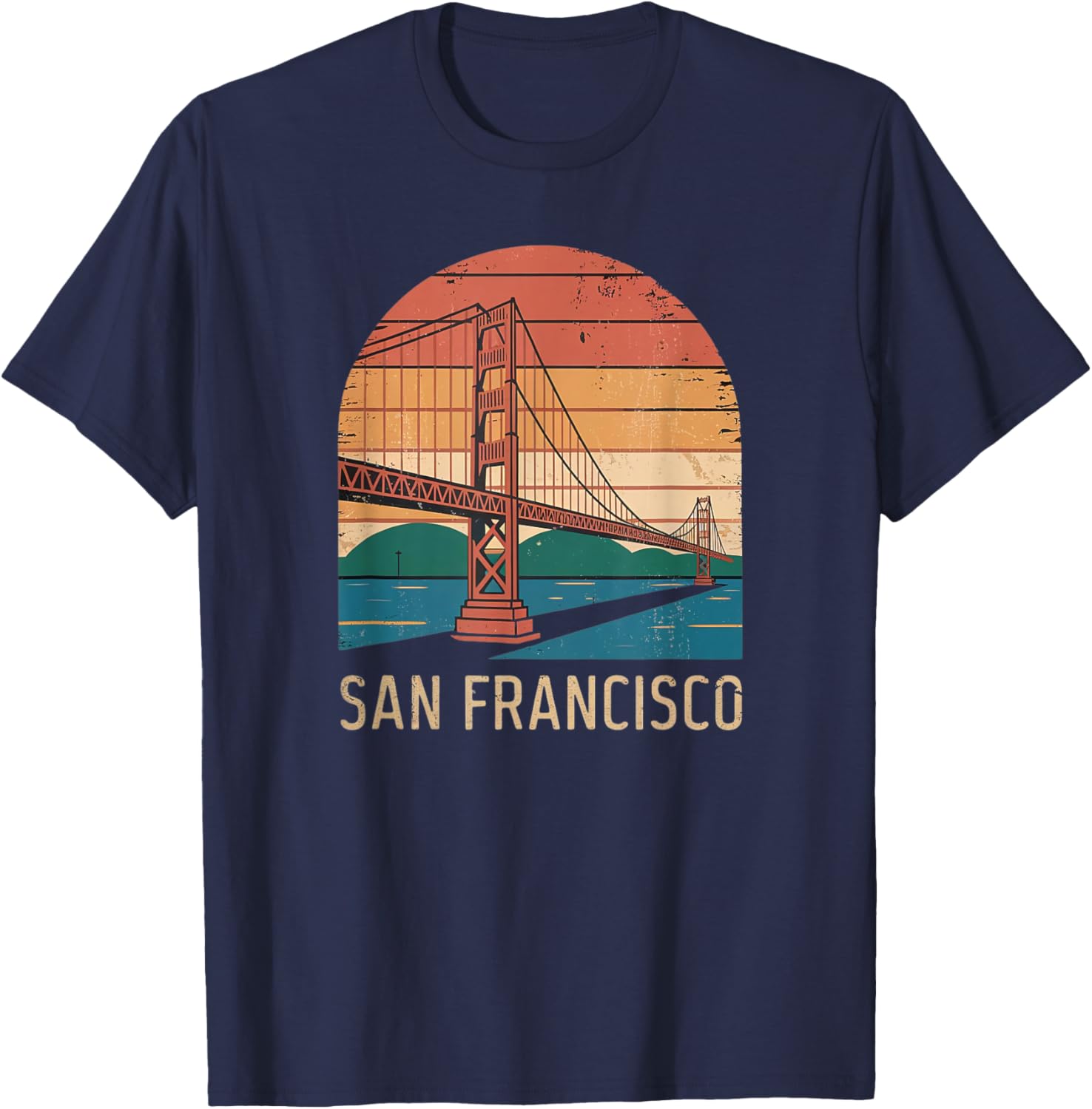 Retro San Francisco Bridge Sunset T-Shirt for Vintage Style Lovers - 15
