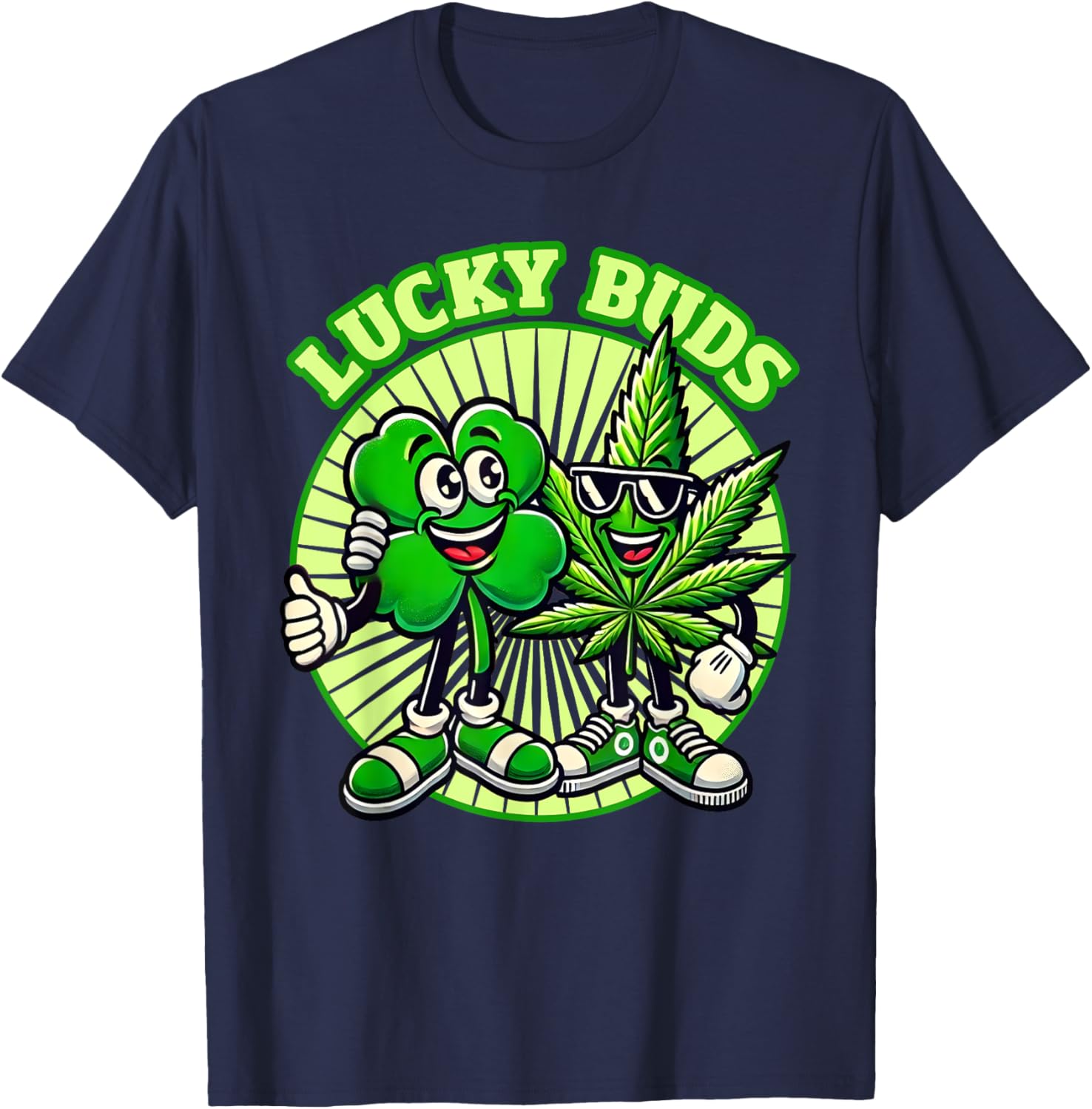 Lucky Buds St. Patrick's Day Retro Clover Weed T-Shirt for High Spirits - 16