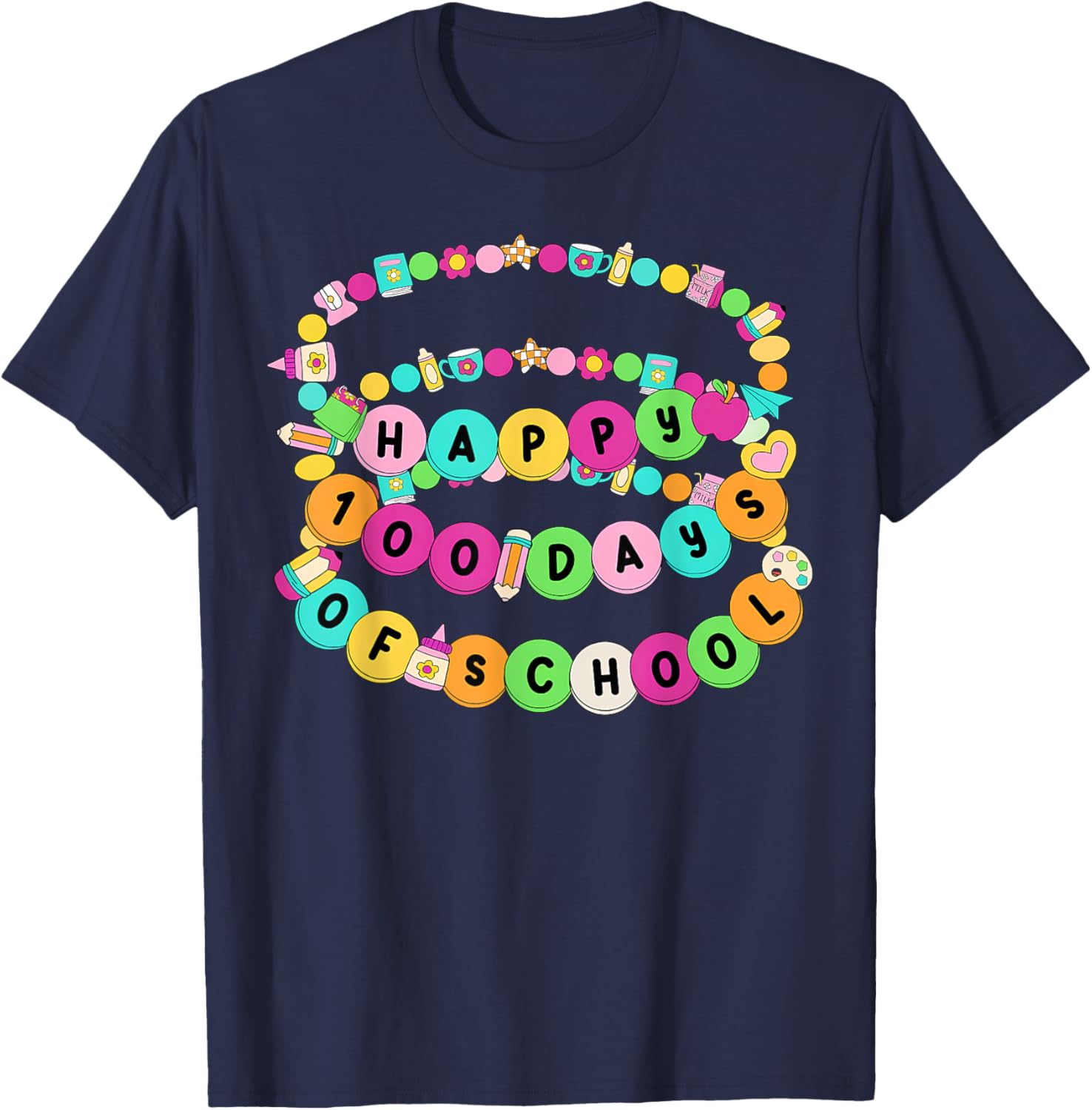 Happy 100 Days School Fun T-Shirt for Teachers and Students - 5