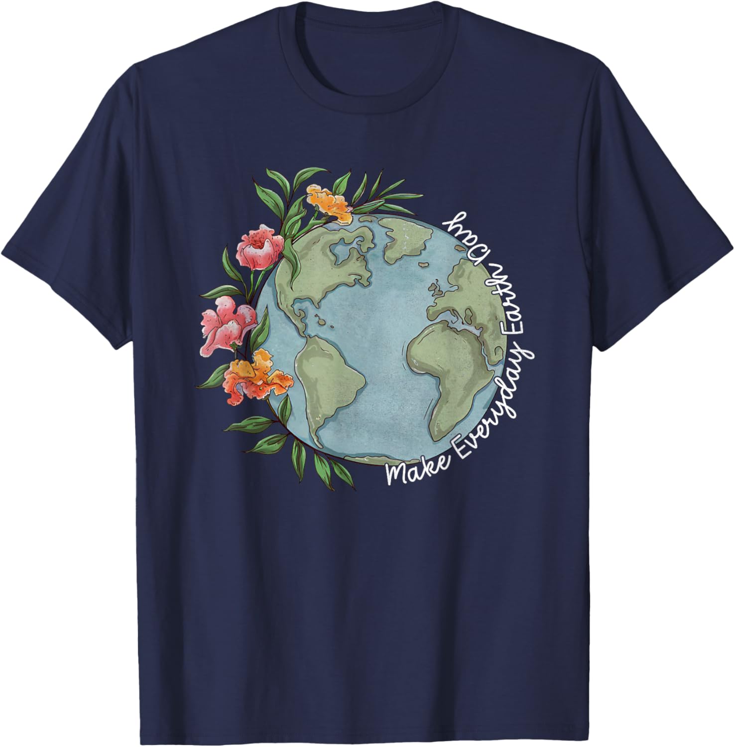 Beautiful Floral Planet T-Shirt for Everyday Earth Day Celebration - 18