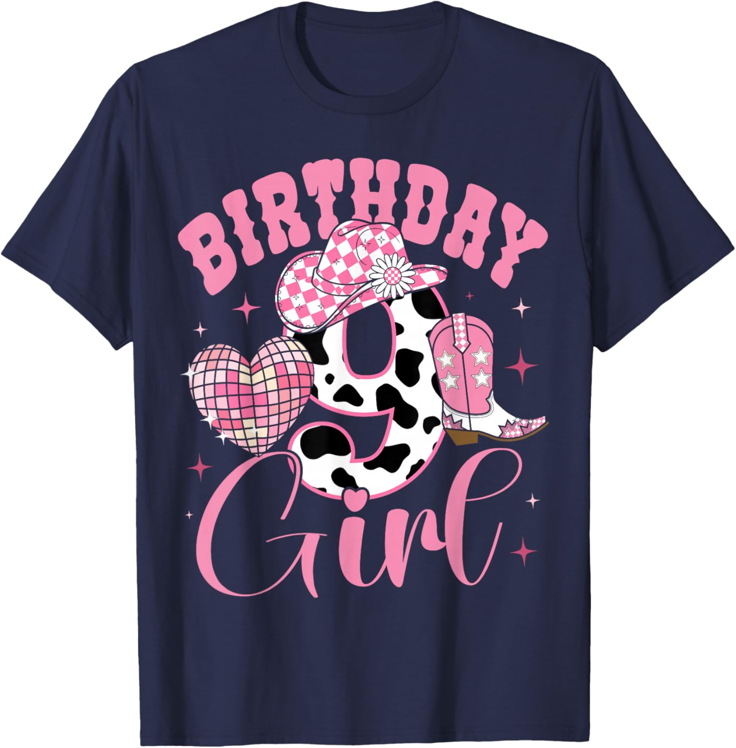 Happy 9th Birthday Cowgirl Tee Stylish Rodeo Outfit for Girls - 9